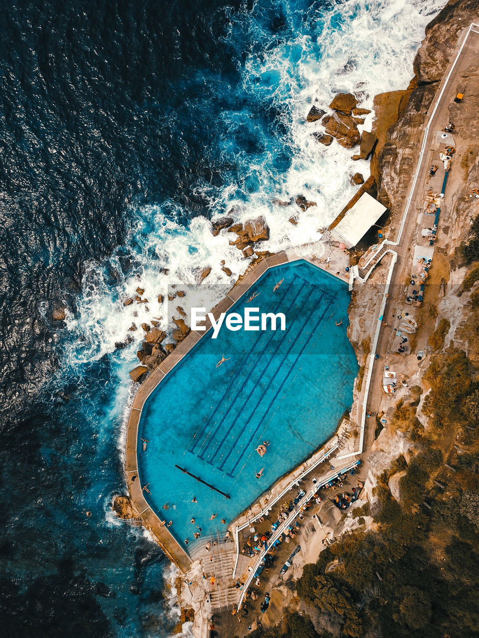 Aerial view of bronte beach ocean pool