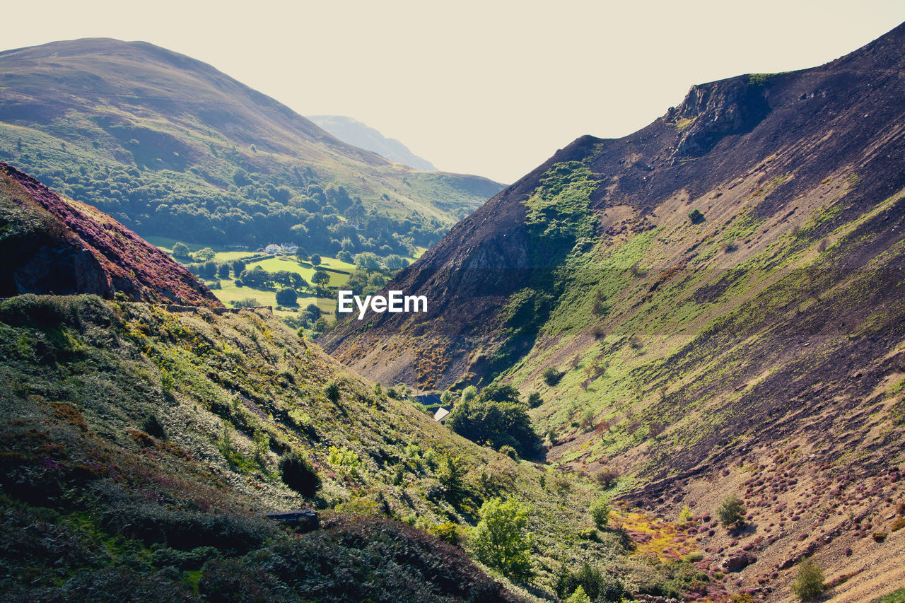 Scenic view of mountains against clear sky