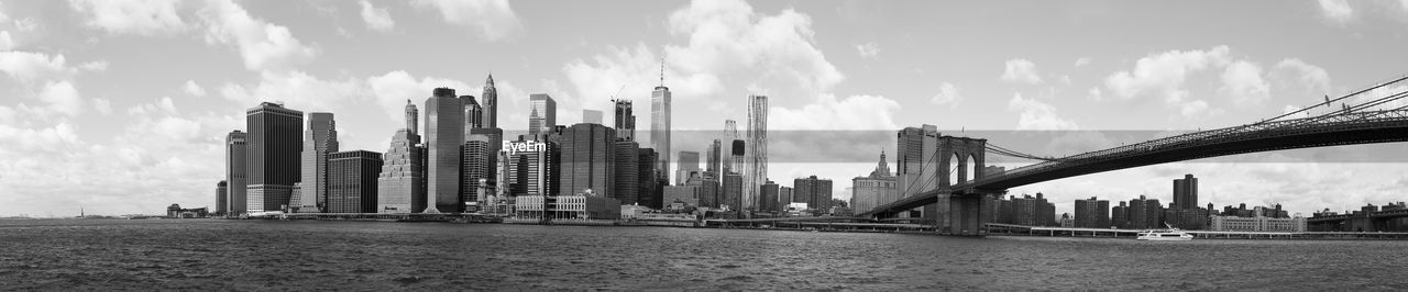 PANORAMIC VIEW OF BUILDINGS AGAINST CLOUDY SKY