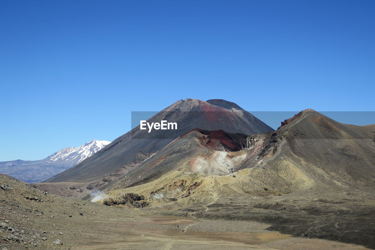 SCENIC VIEW OF VOLCANIC MOUNTAIN AGAINST BLUE SKY