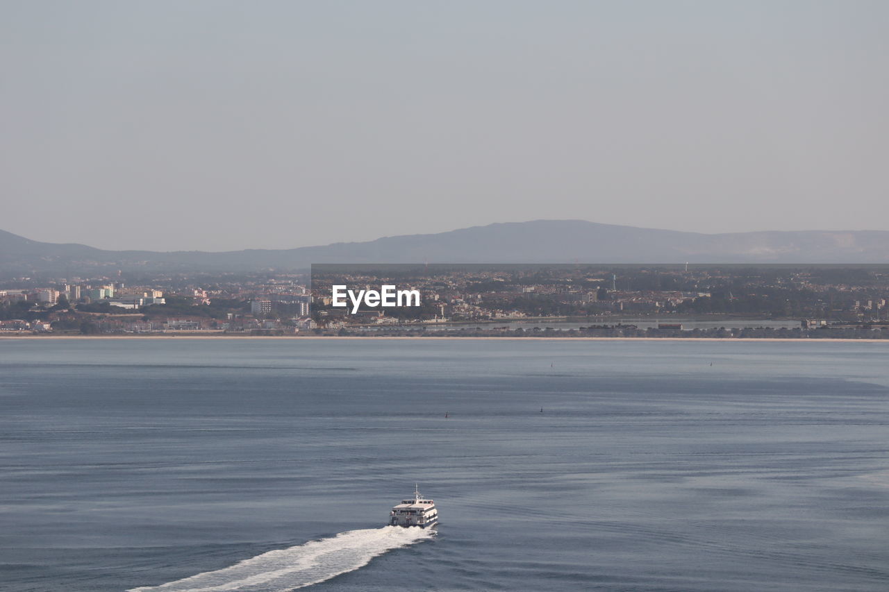 Scenic view of sea against clear sky