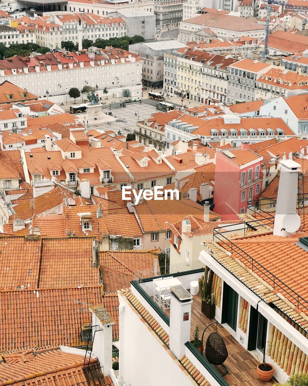 High angle view of buildings in lisbon