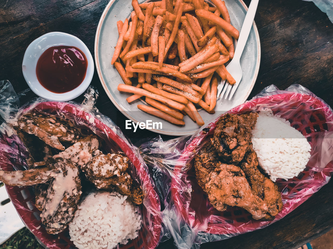 High angle view of food