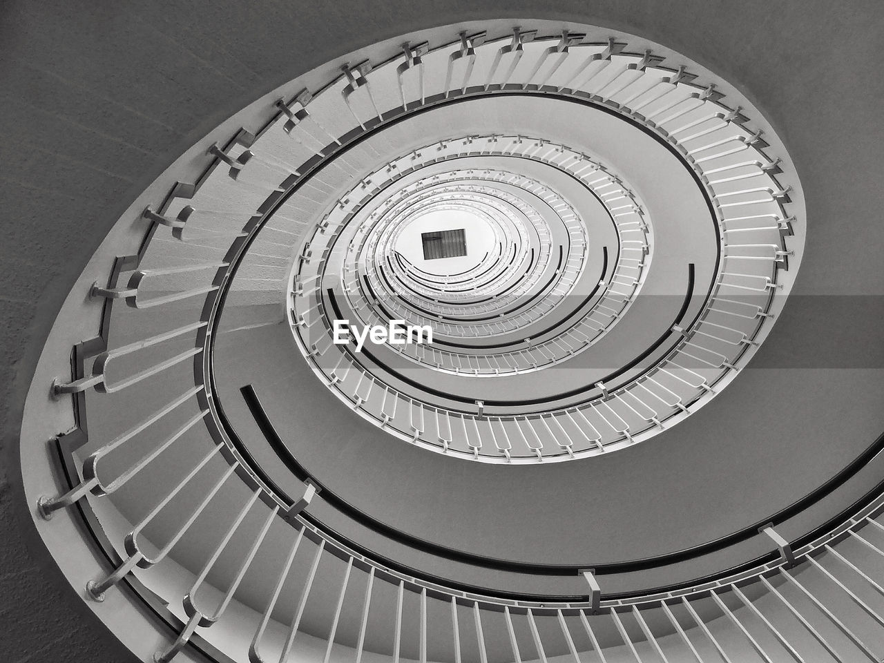 Directly below shot of spiral staircase