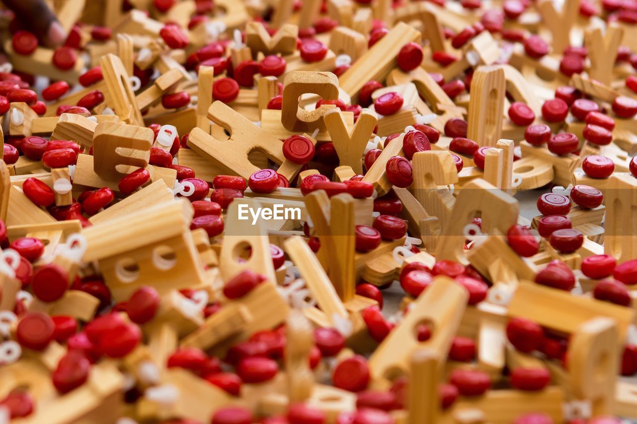 Full frame shot of wooden alphabets