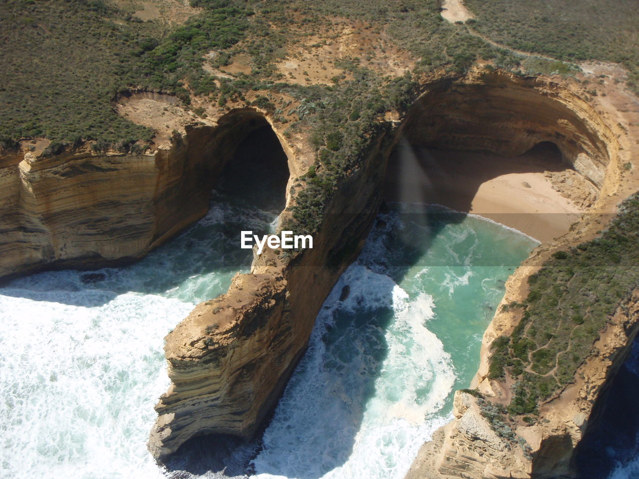 High angle view of twelve apostles sea rocks