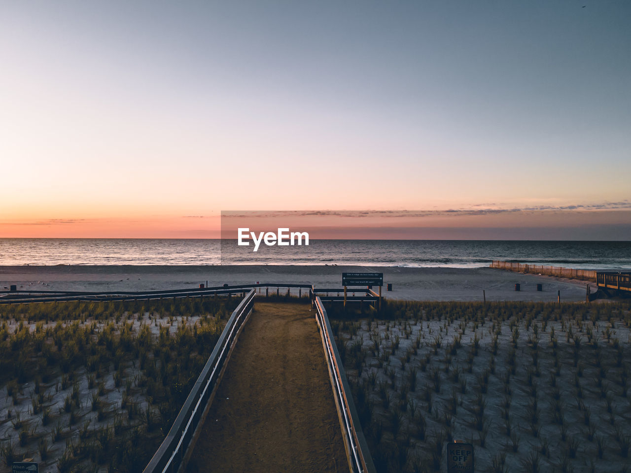 Scenic view of sea against clear sky during sunset from above. aerial view.