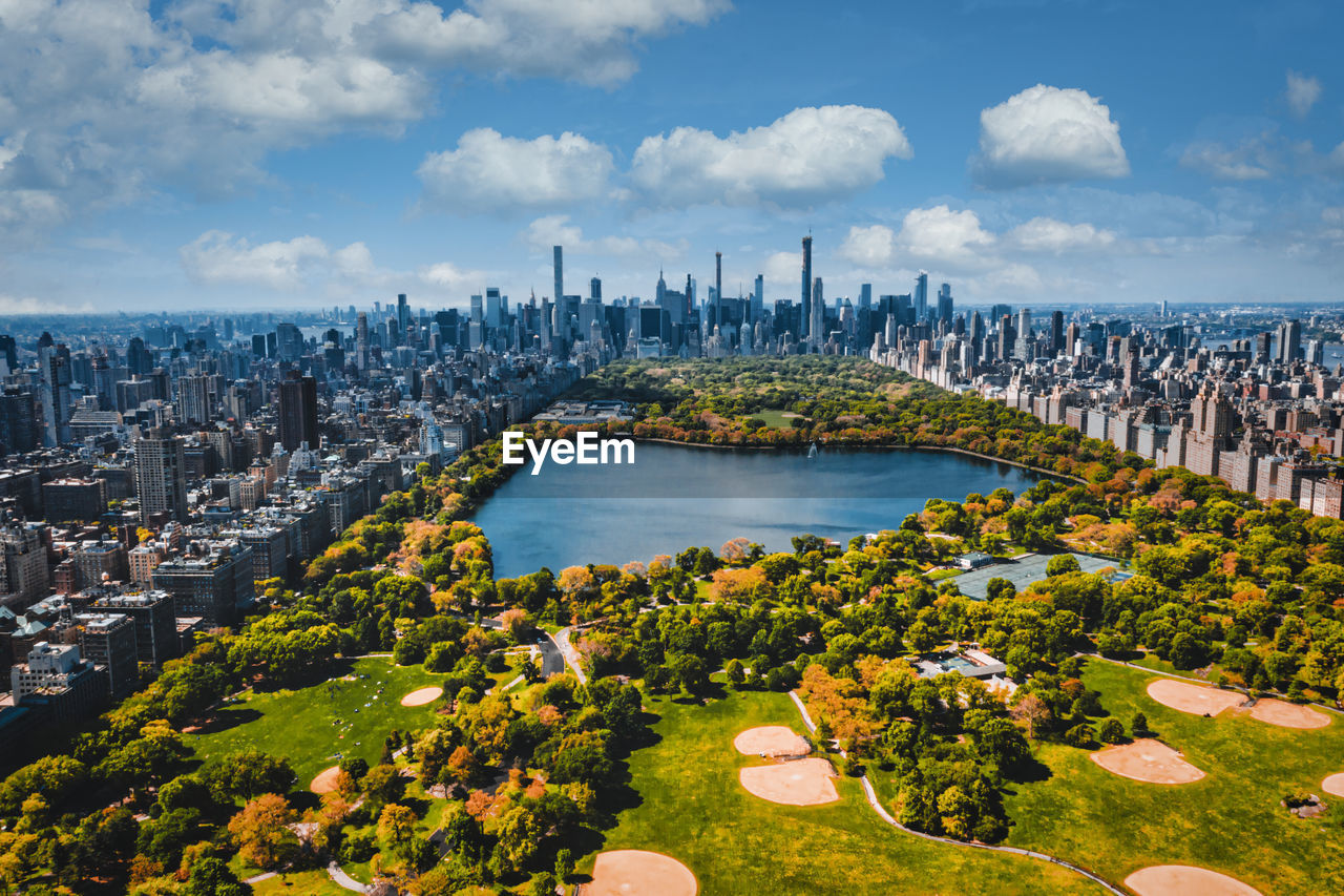 Central park aerial view in manhattan, new york.