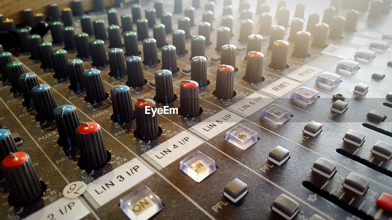 High angle view of sound mixer