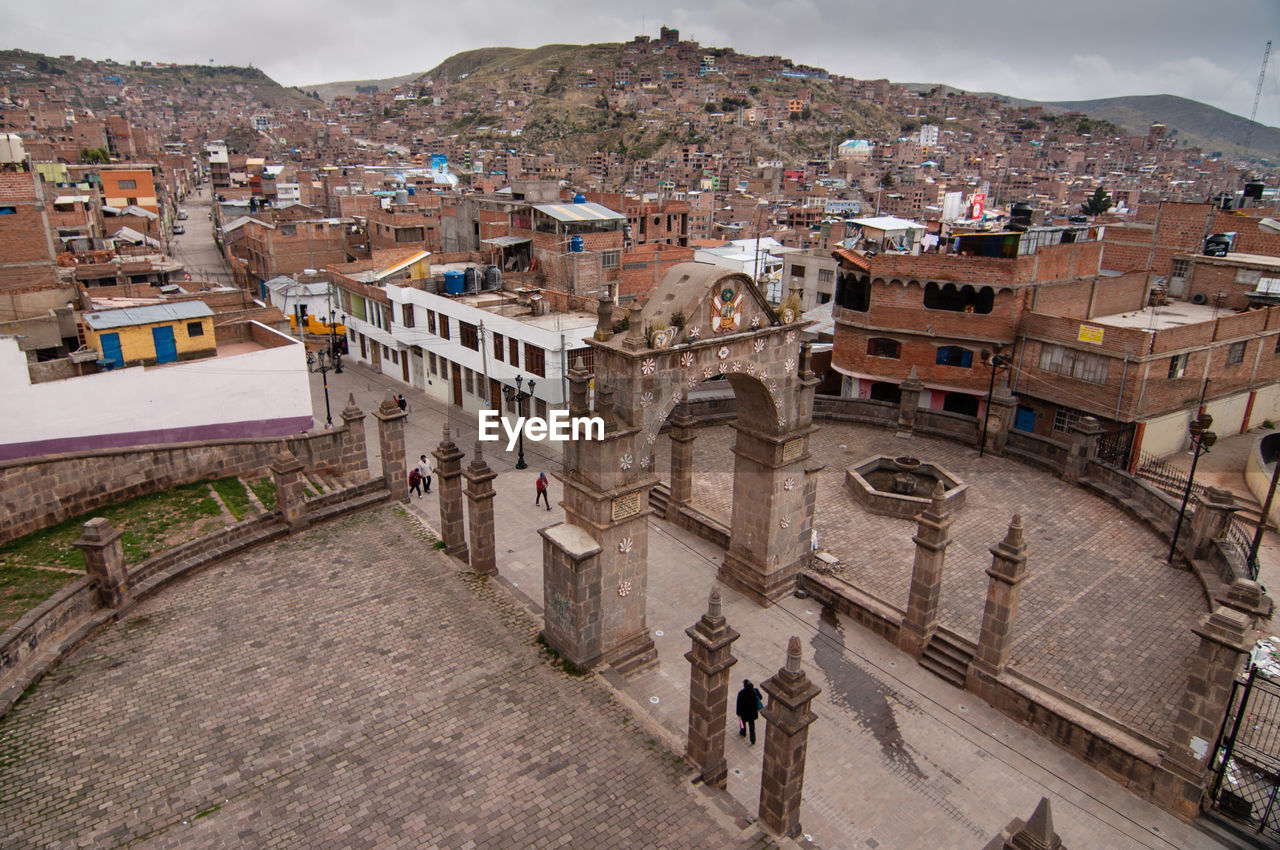 High angle view of town