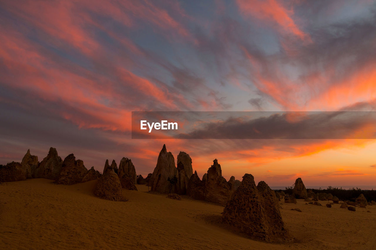 Panoramic view of landscape against sky during sunset