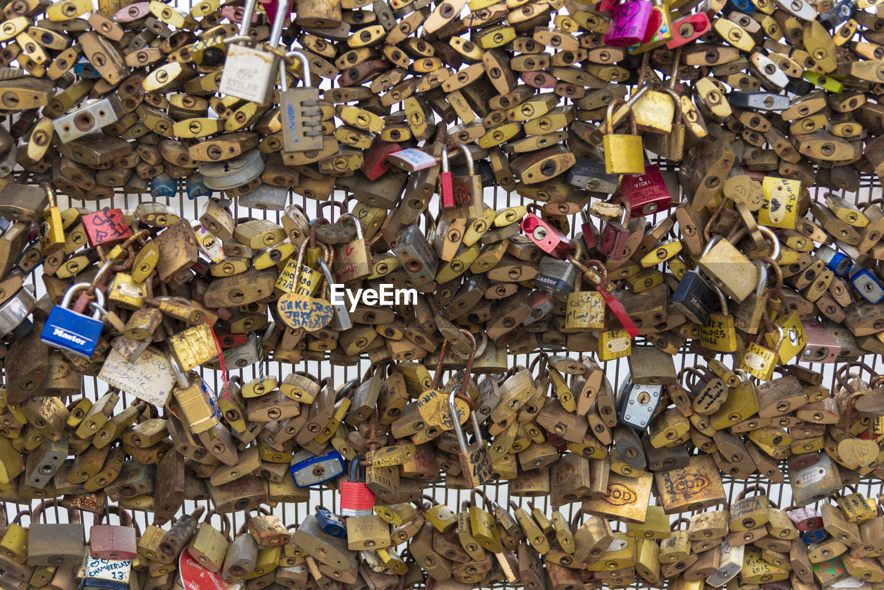 FULL FRAME SHOT OF PADLOCKS