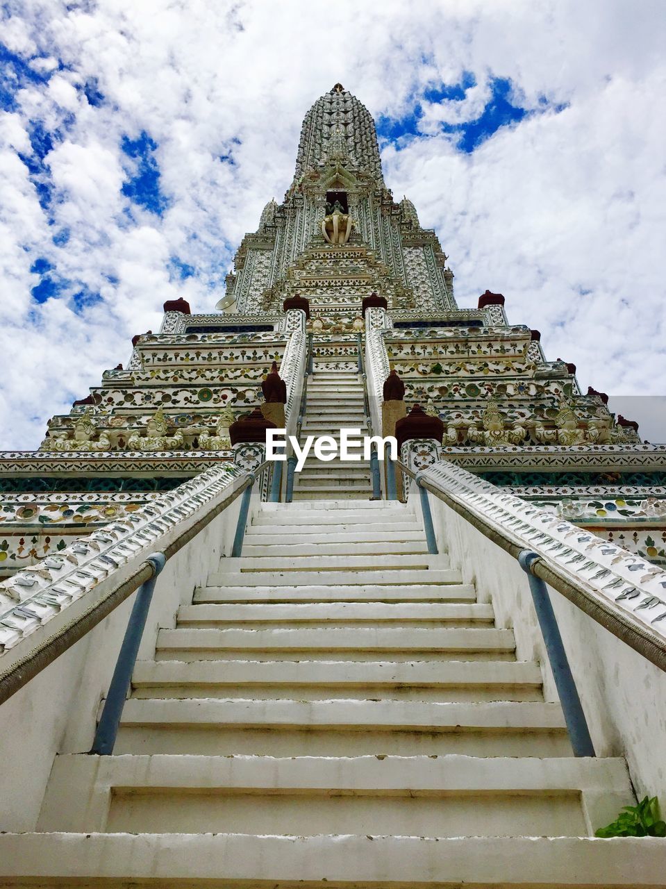 Low angle view of staircase of building against sky