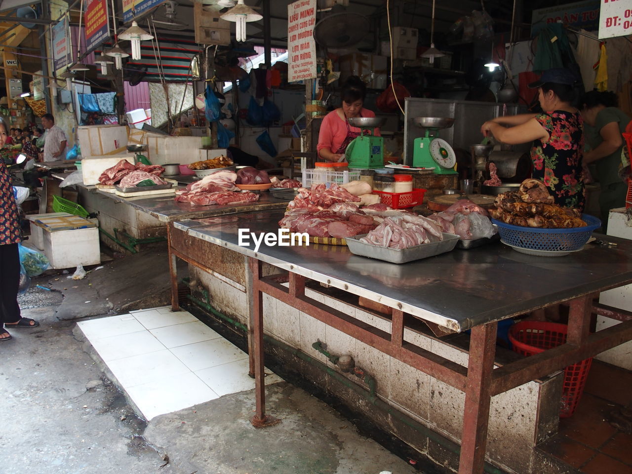 Food on market stall for sale