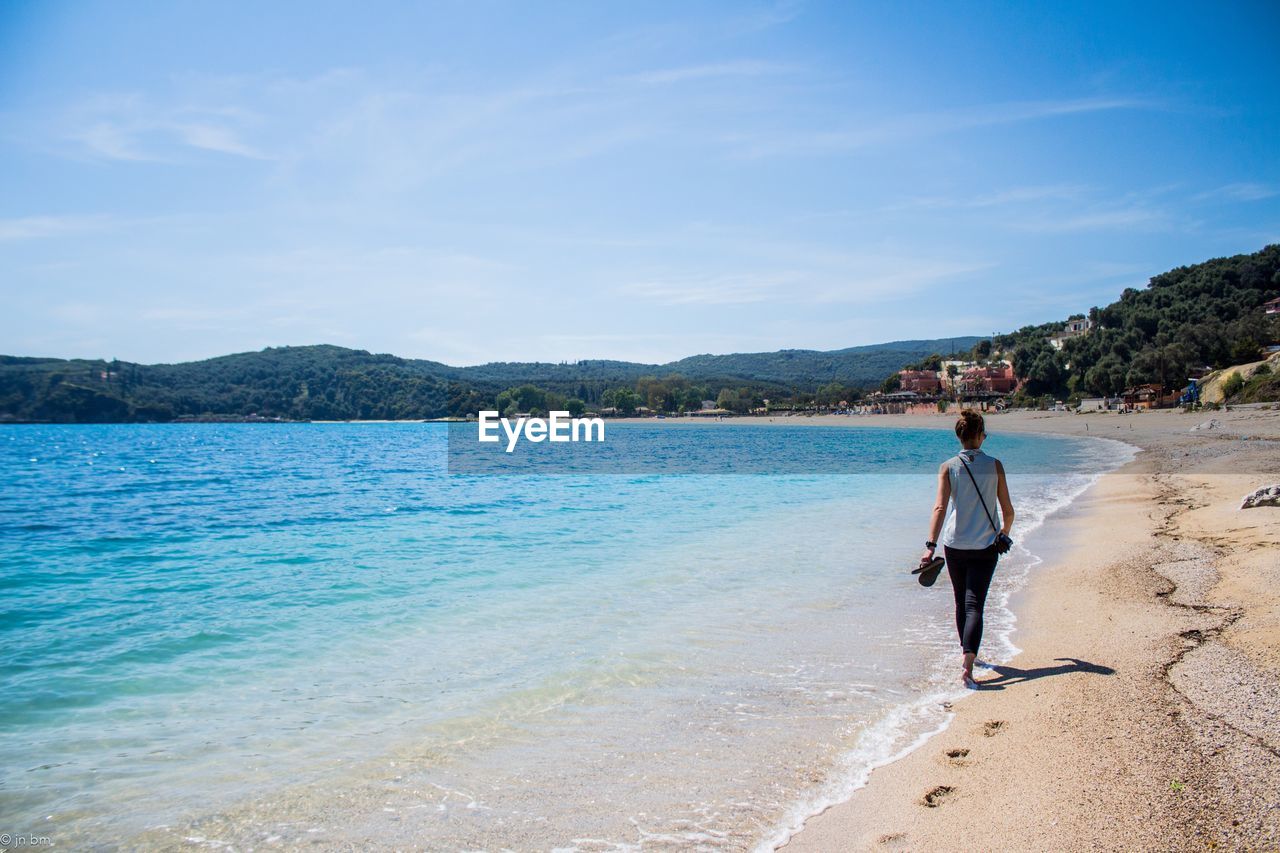 Full length of woman standing on beach