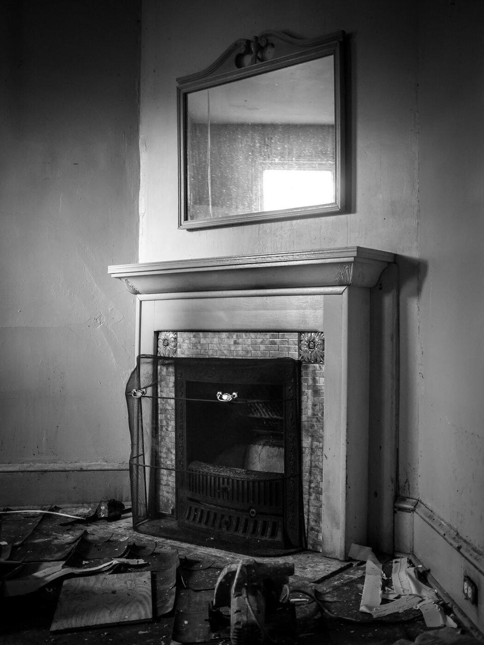 Fireplace of abandoned house
