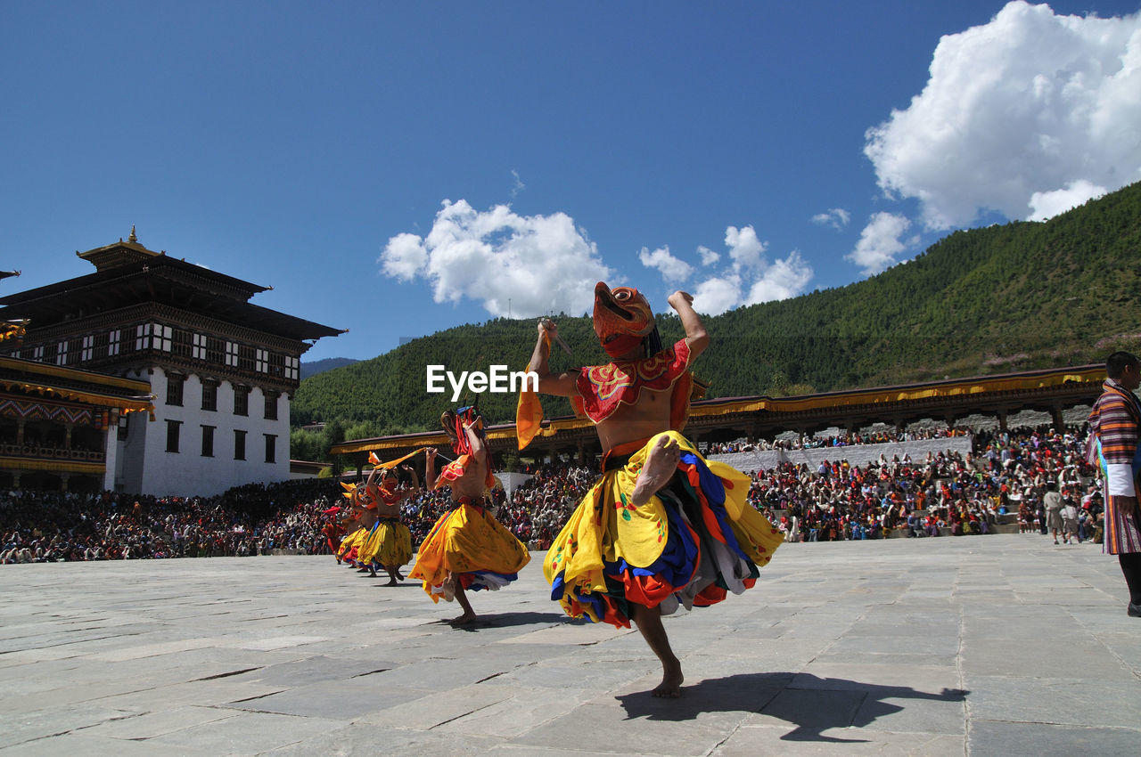 Monks perfom during annual thimpu tshechu.