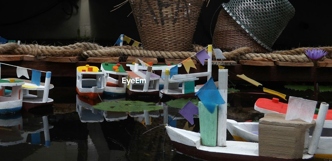 Toy boats on water