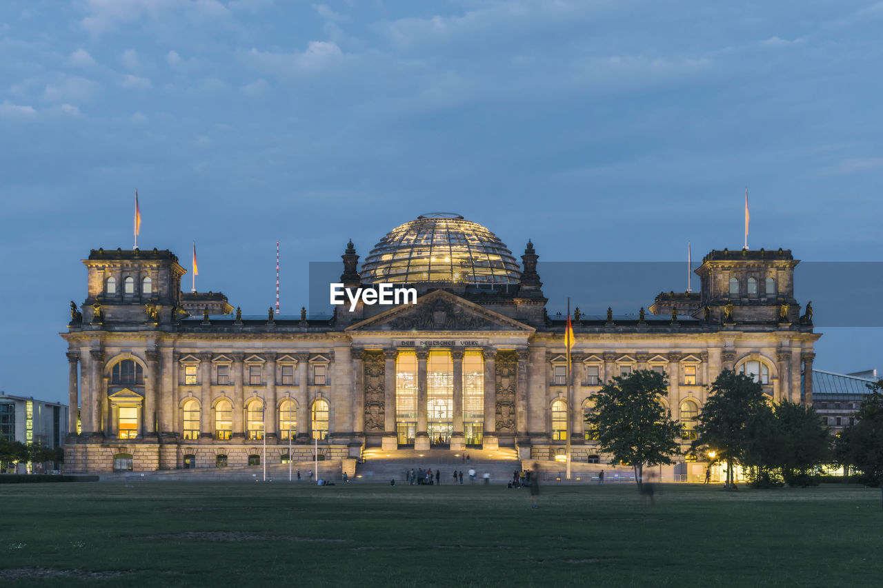 View of city at night