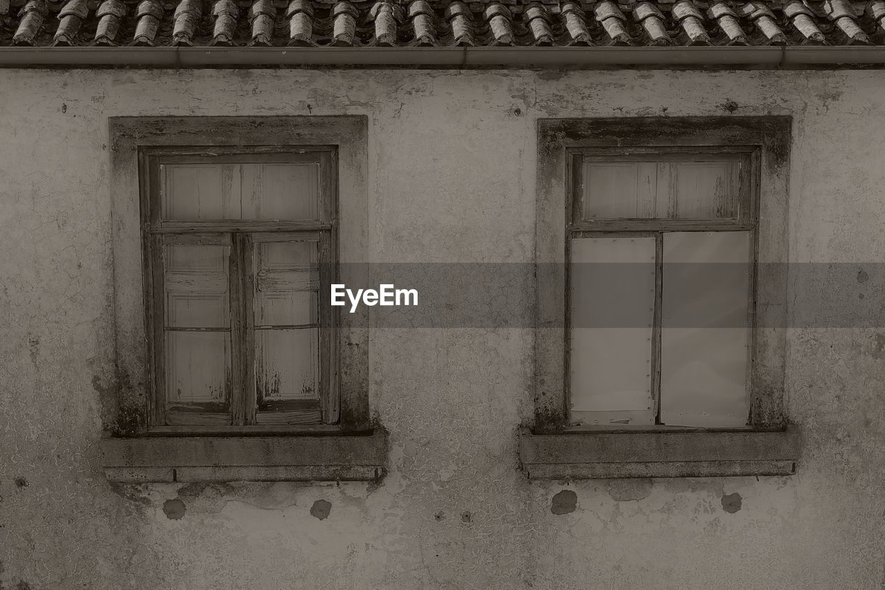 Close-up of windows on the wall