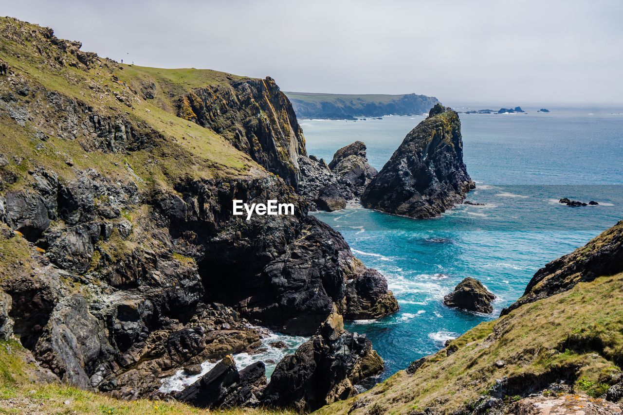 SCENIC VIEW OF SEA AND ROCKS AGAINST SKY