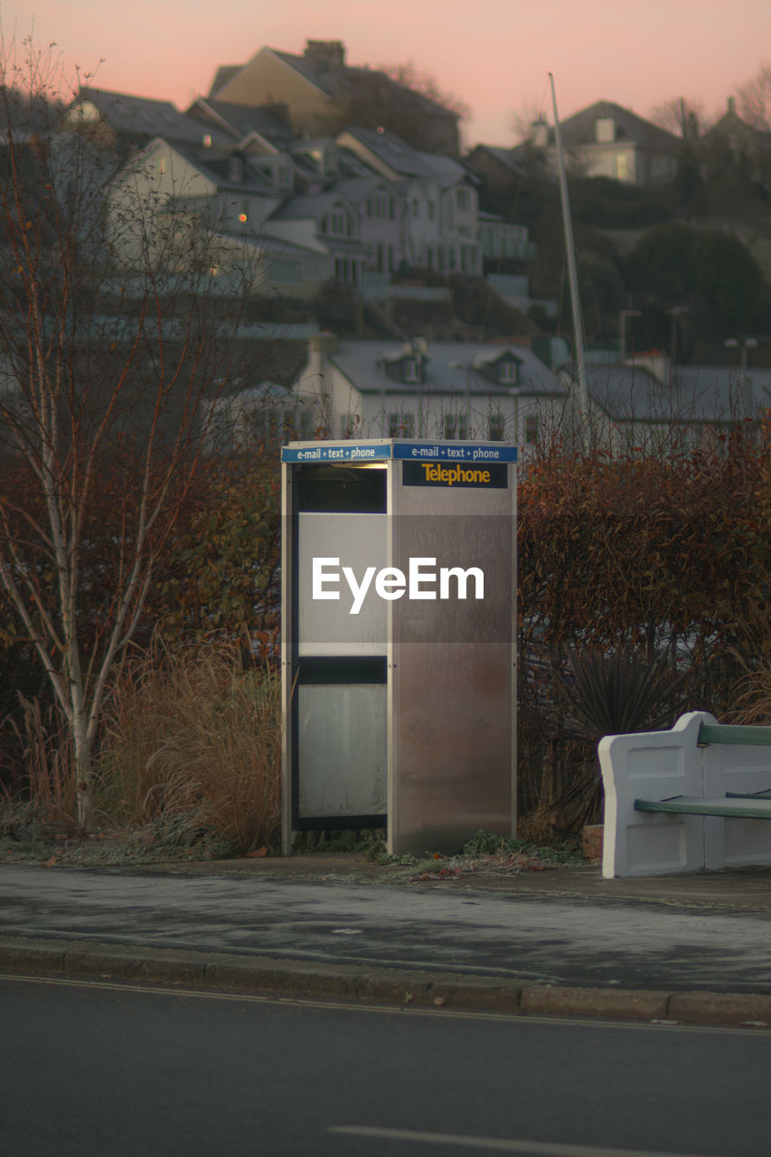 Close-up of old telephone booth