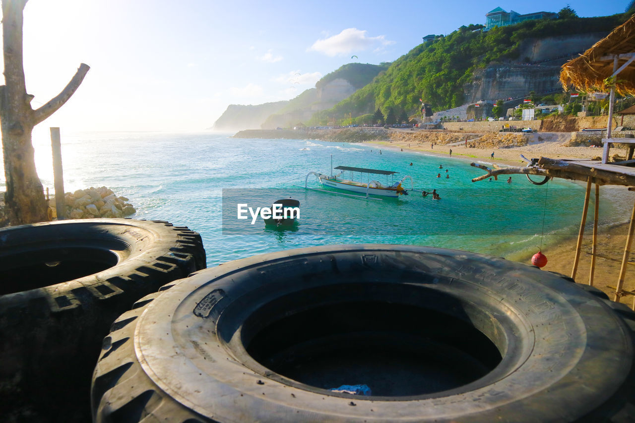 SCENIC VIEW OF SEA SEEN THROUGH BOAT