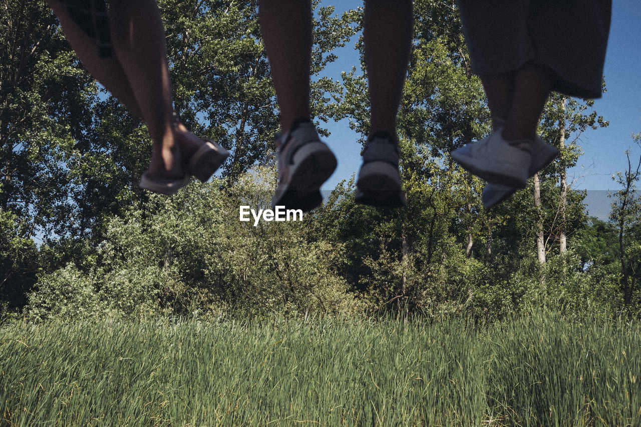 LOW SECTION OF PEOPLE WALKING ON GROUND