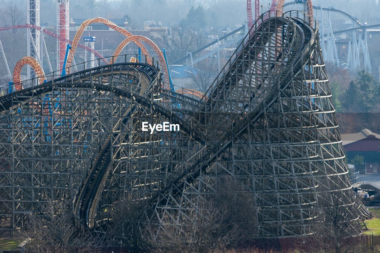 High angle view of roller coaster 