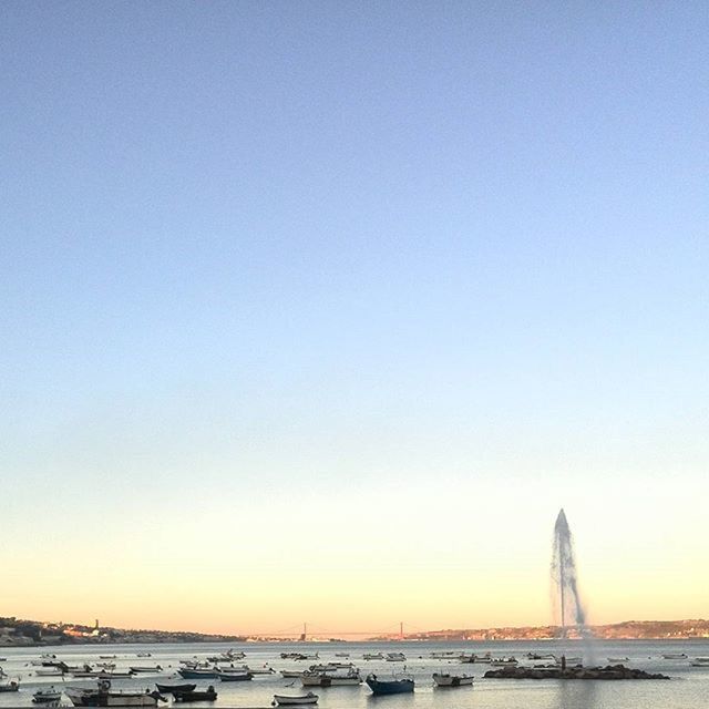 BOATS IN SEA AGAINST CLEAR SKY