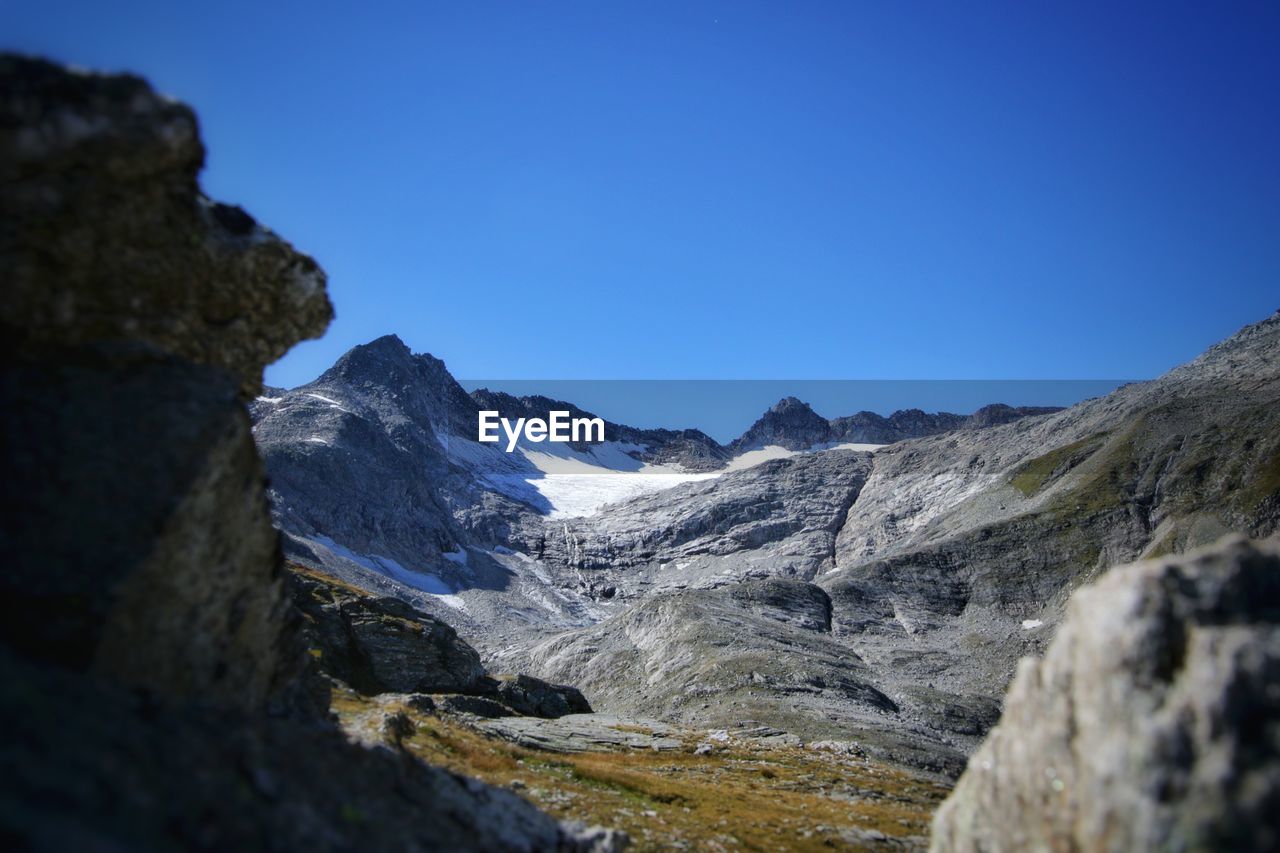 ROCKY MOUNTAINS AGAINST CLEAR BLUE SKY