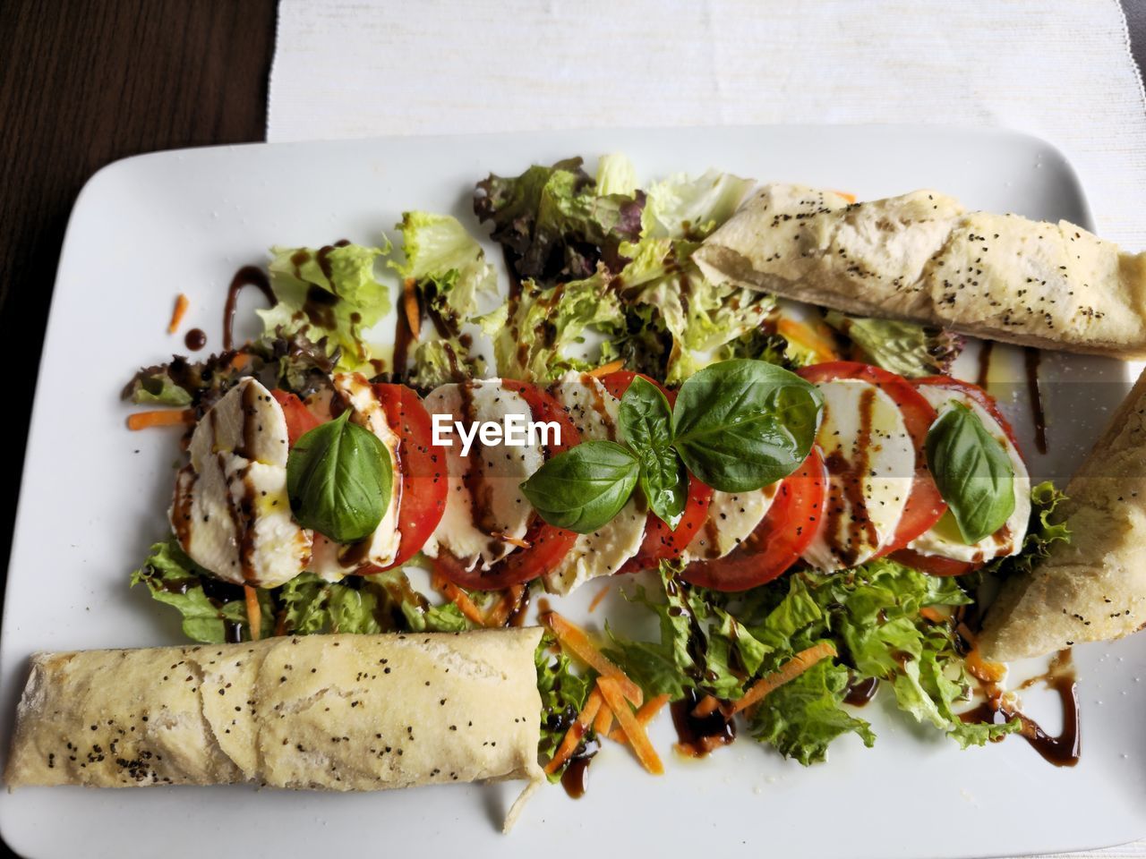 high angle view of food in plate on table