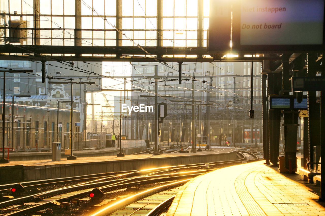 Train on railroad station platform