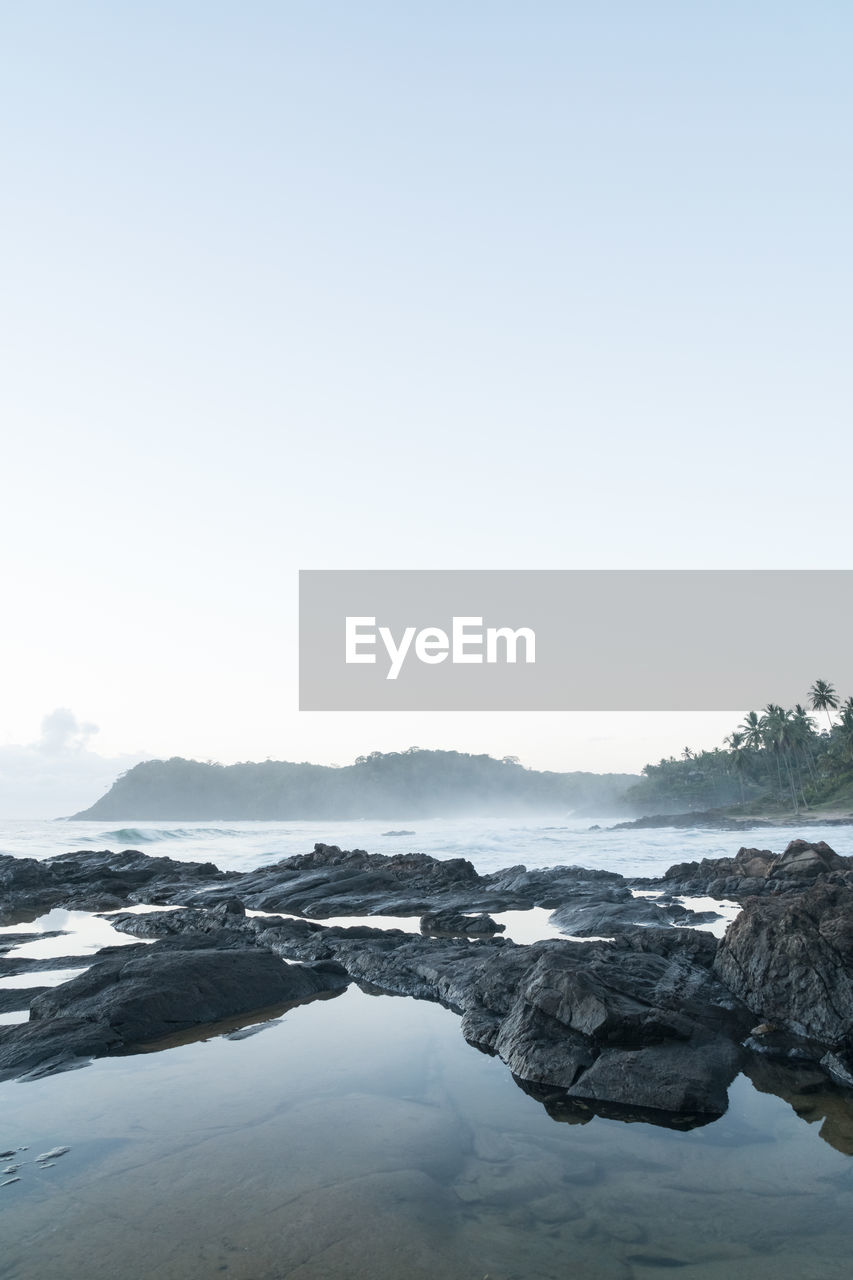 Scenic view of sea against clear sky