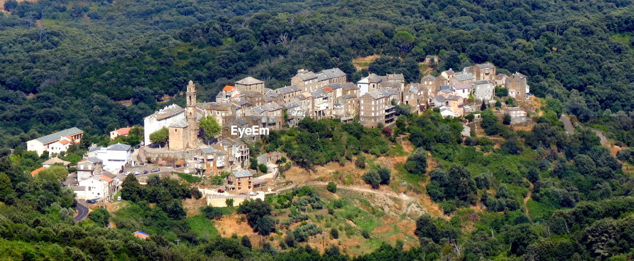 High angle view of buildings in city