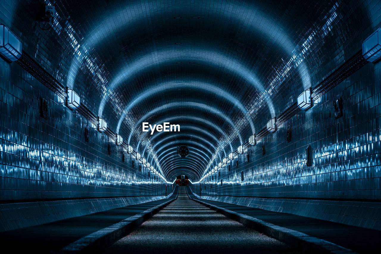 Illuminated lights in tunnel