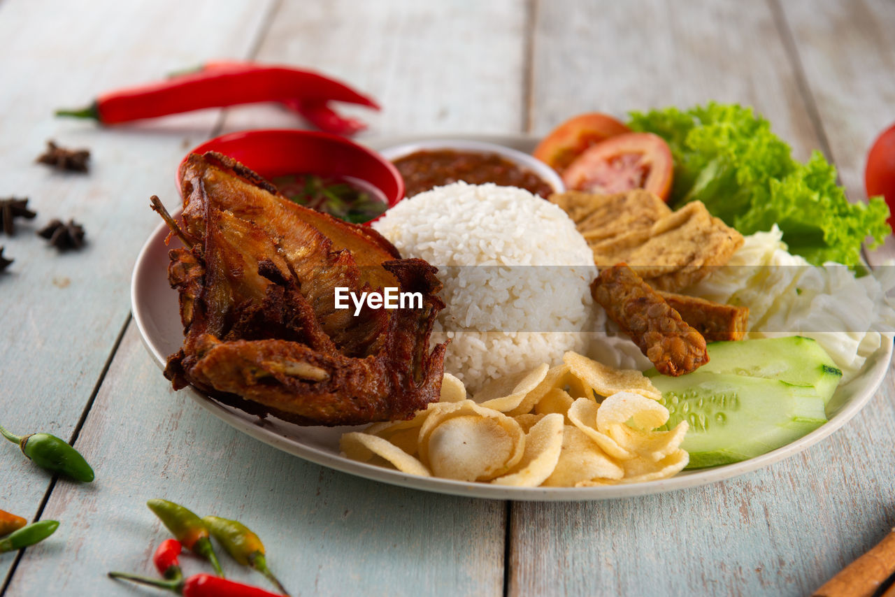 CLOSE-UP OF MEAL SERVED ON TABLE