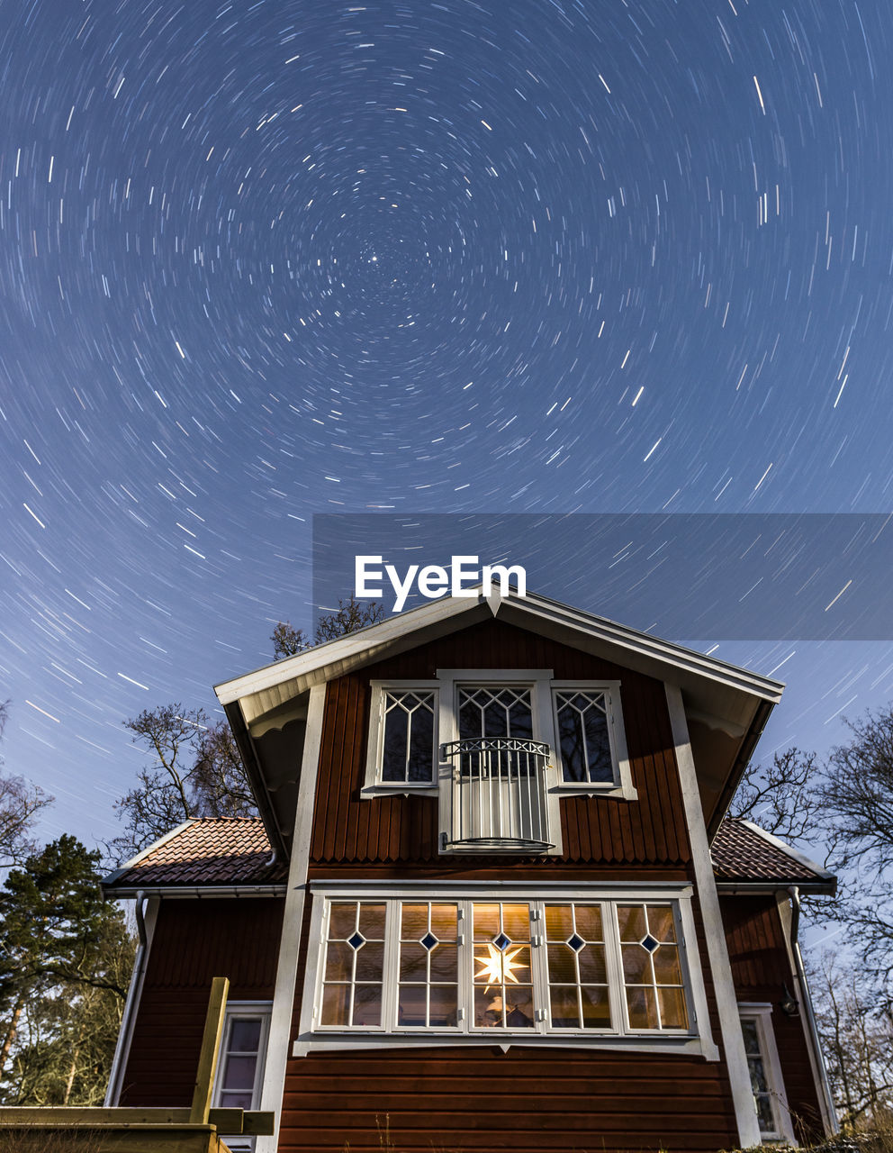 Wooden house at dusk