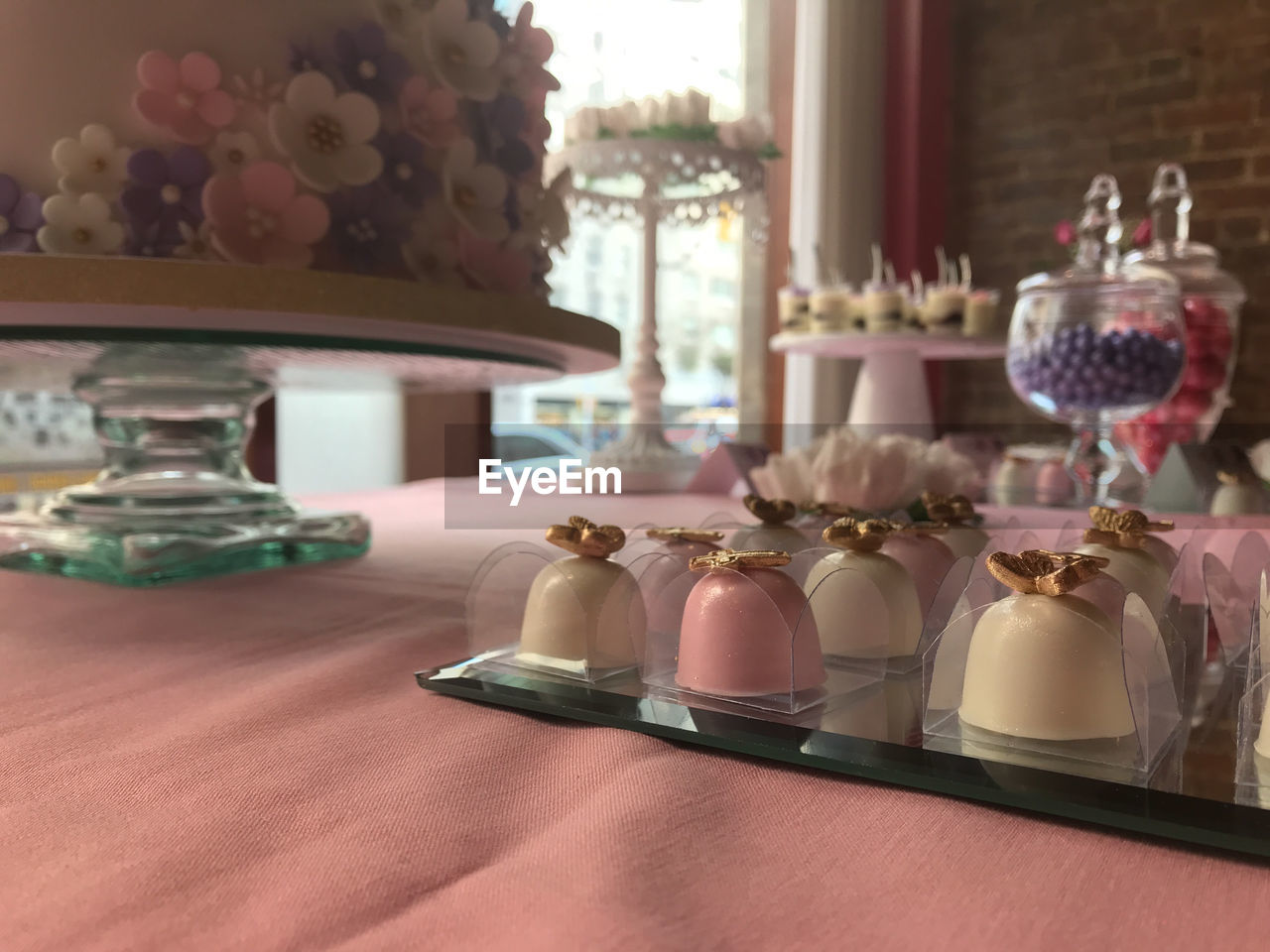 Close-up of food served on table