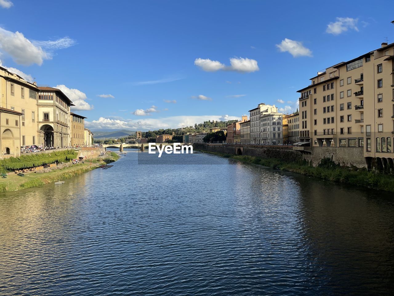 River passing through city buildings