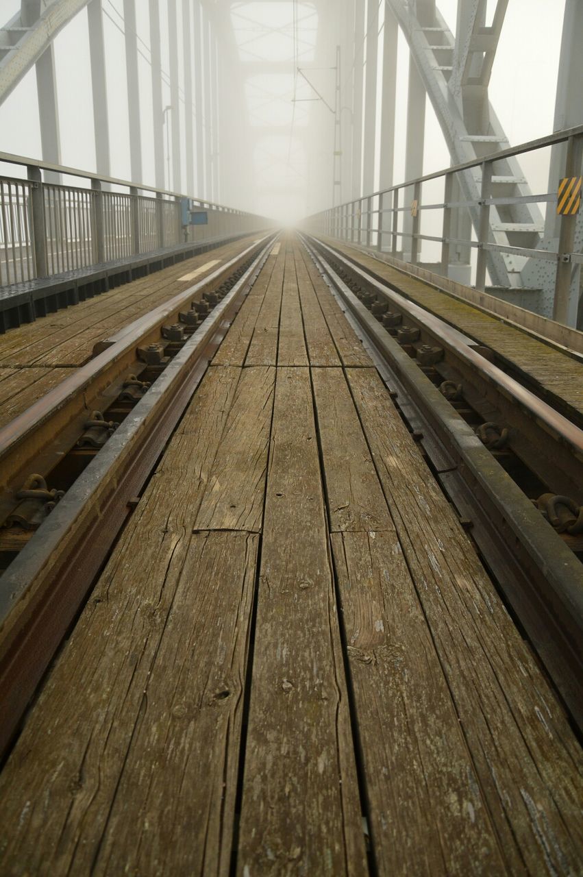 Railroad tracks on a bridge