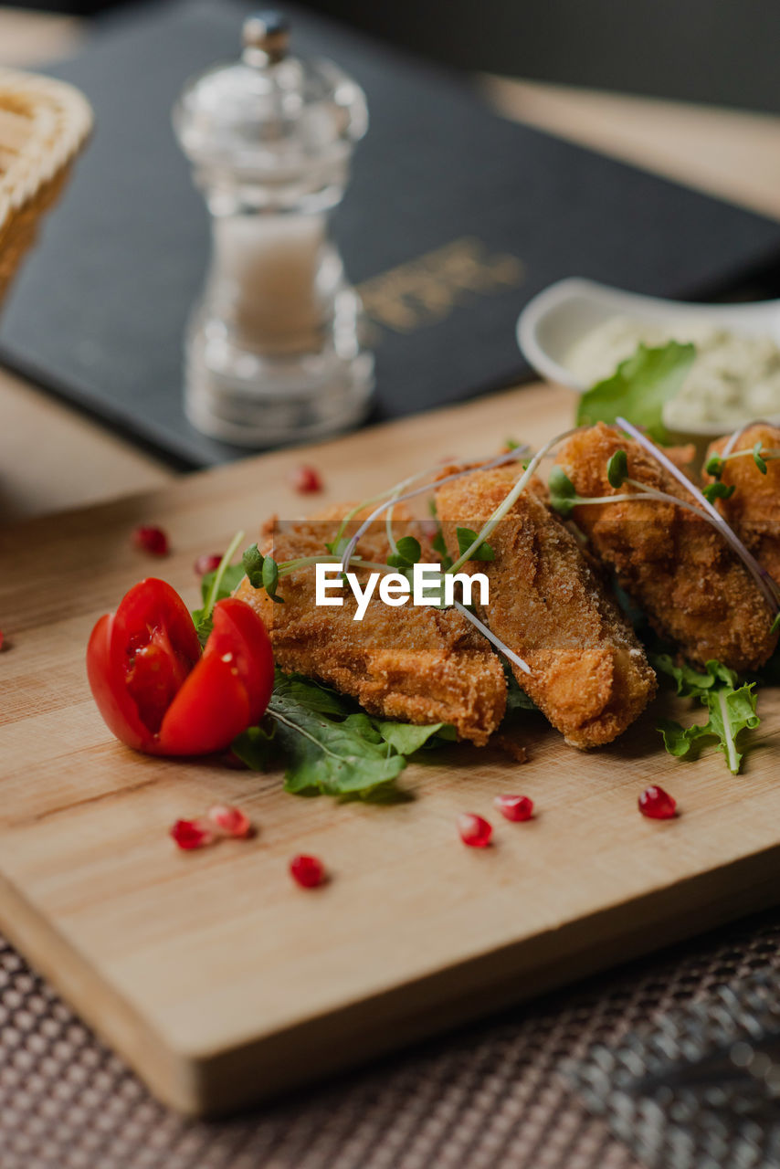 high angle view of food on table