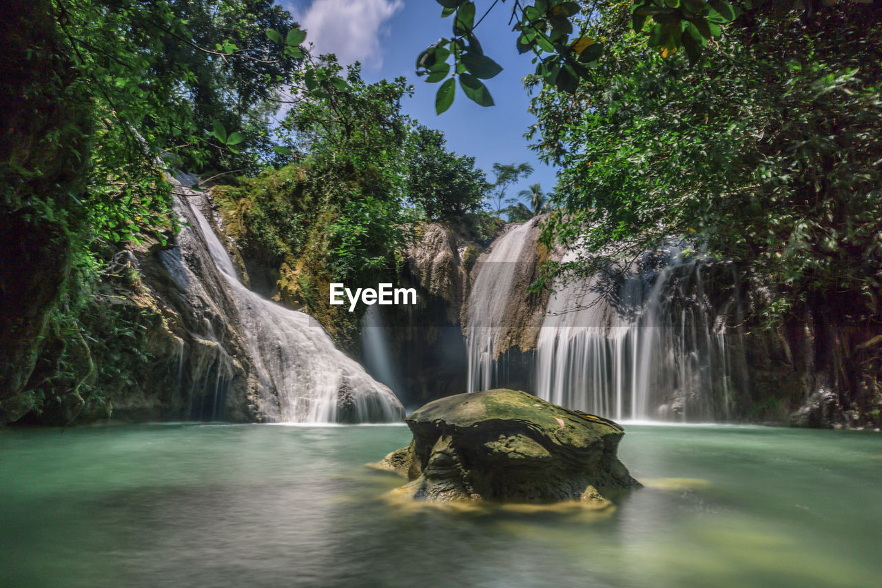 SCENIC VIEW OF WATERFALL AGAINST TREES