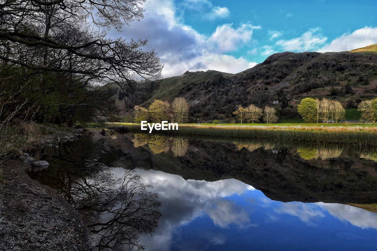 Reflection of clouds in lake