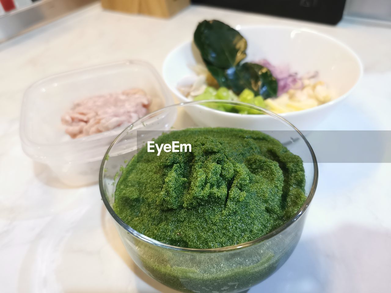 High angle view of vegetables in bowl on table