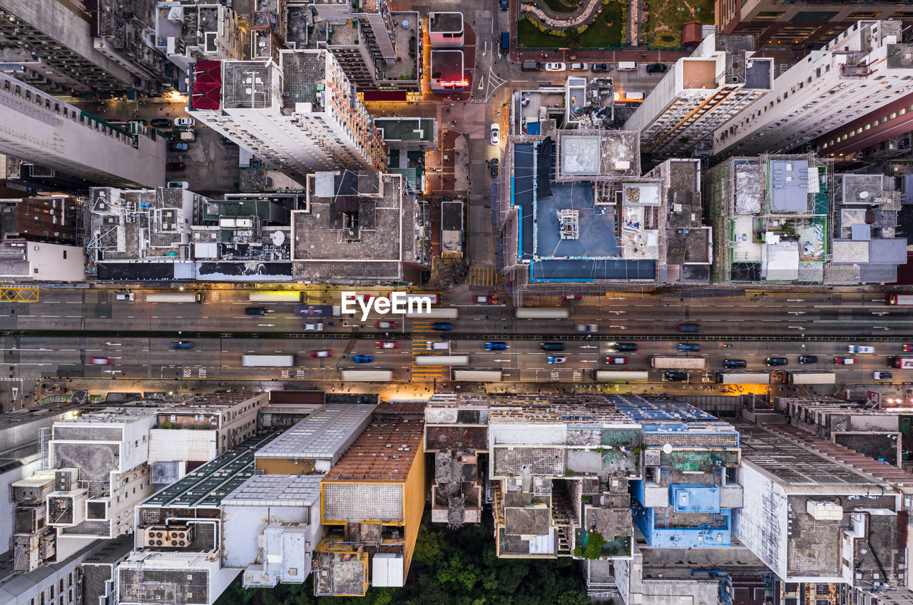 Directly above shot of buildings in city