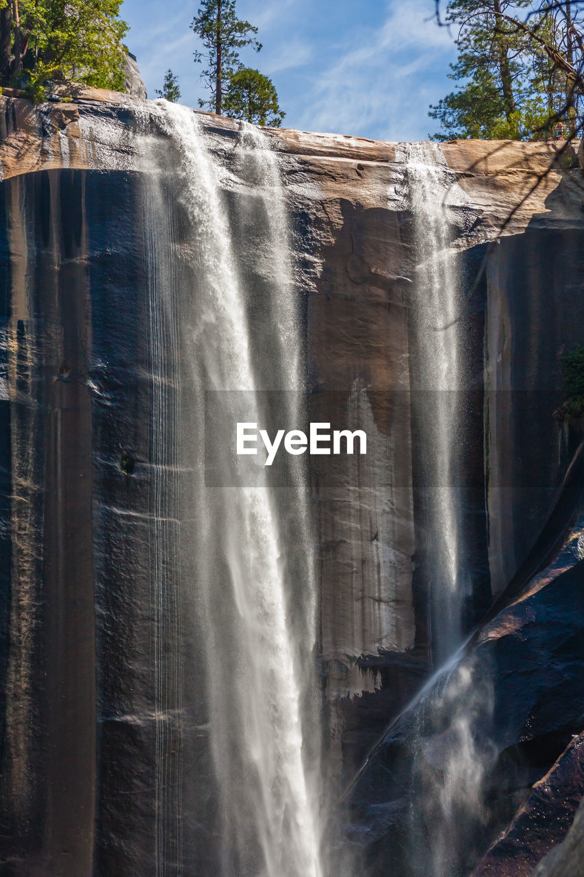 Low angle view of waterfall