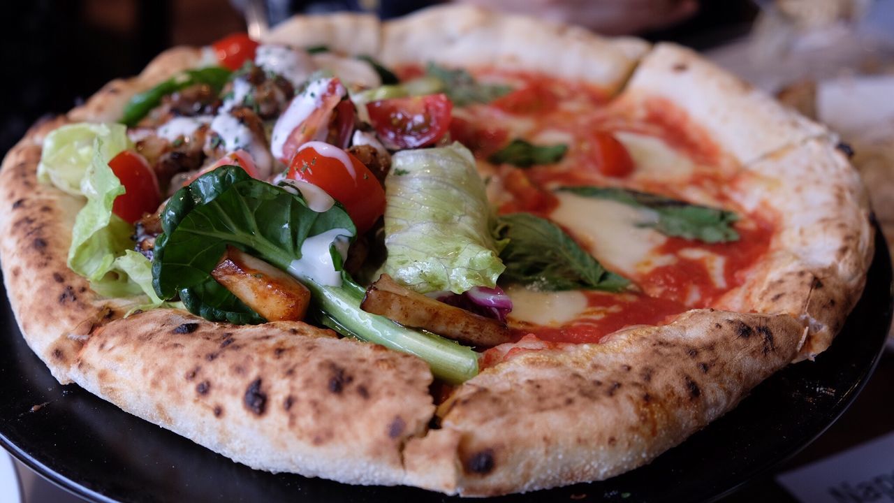 Close-up of pizza in plate