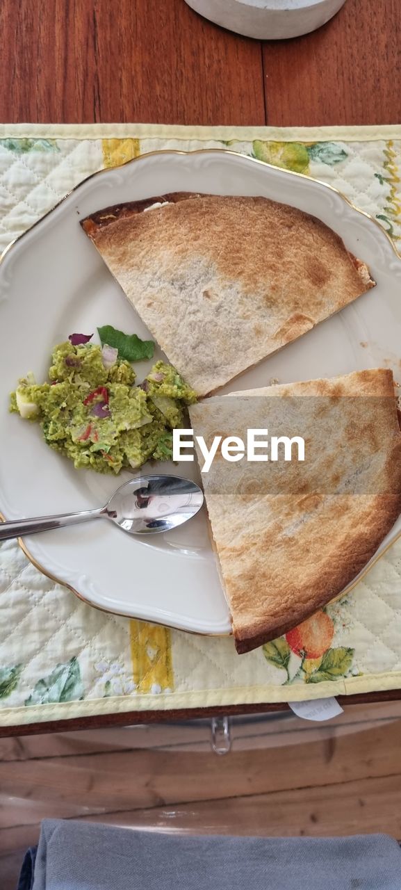 High angle view of food on table