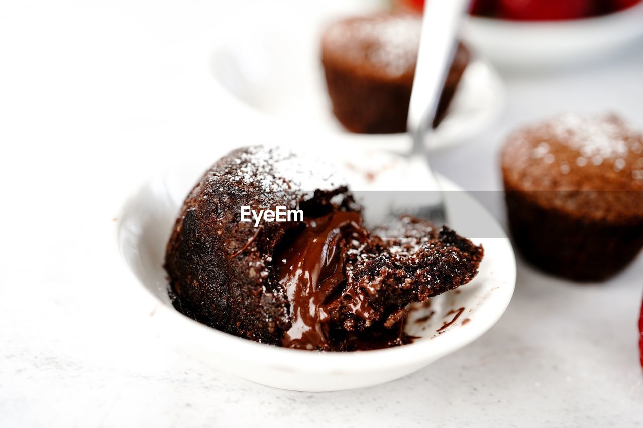 Molten lava cake close up